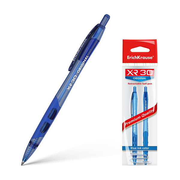 Набор из 2 ручек шариковых автоматических ErichKrause XR-30 Matic&Grip Original 0.7, цвет чернил синий (в пакете)