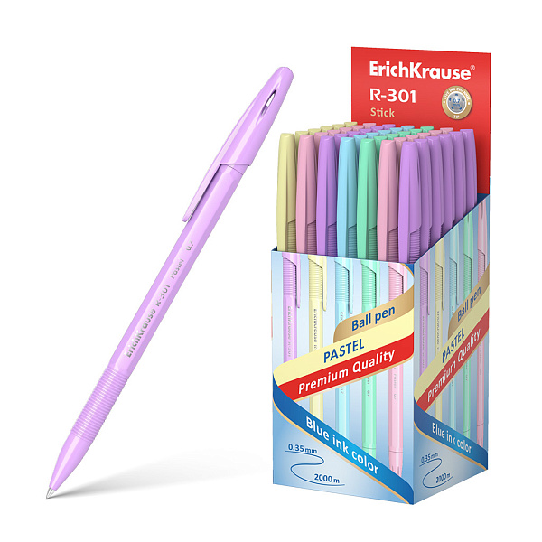 Ручка шариковая 0,7 мм ErichKrause® СИНЯЯ R-301 Pastel Stick 