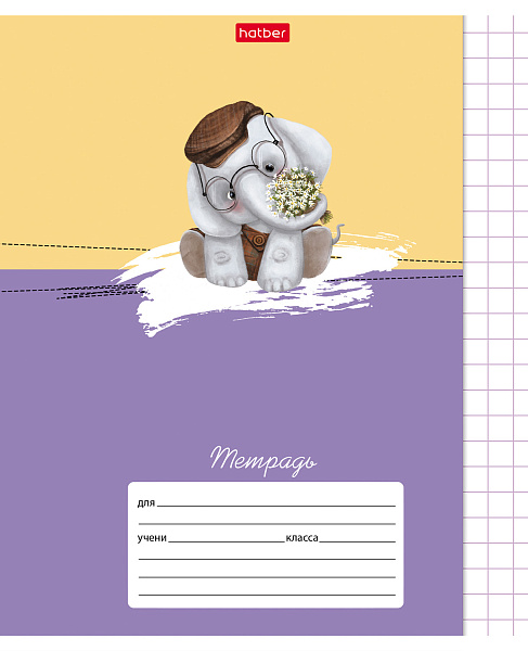 Тетрадь 12 листов в крупную клетку "Зоозаврики" 65г/кв.м на скобе   5 диз.в блоке скругл.углы