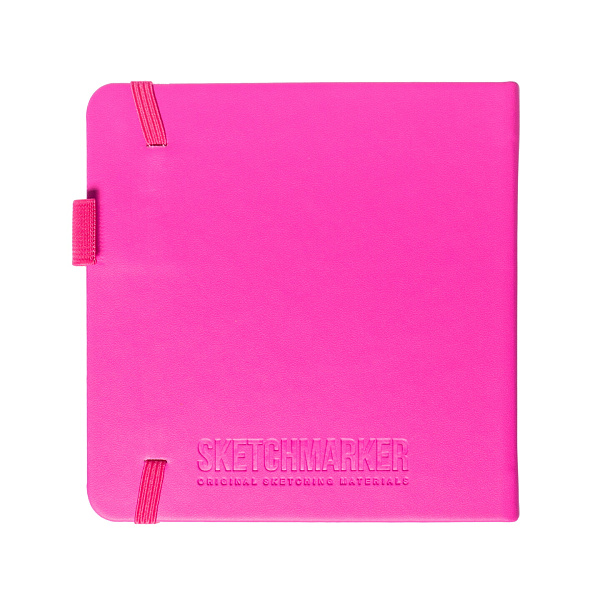 Блокнот для зарисовок Sketchmarker 140г/кв.м 13*21см 80л твердая обложка Неоновая фуксия
