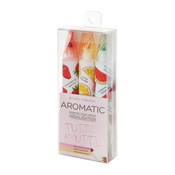 Набор маркеров текст. 3 шт. С ЗАПАХОМ "TUTTI FRUTTI" КЛУБНИКА, АПЕЛЬСИН, АРБУЗ