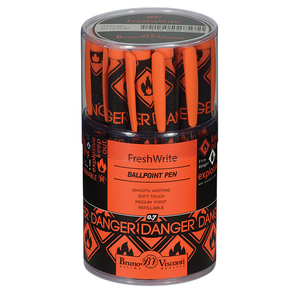 Ручка шариковая 0,7 мм "FreshWrite. Огнеопасно!" СИНЯЯ