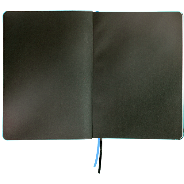 Ежедневник недат А5 "deVENTE. THE BEST IN BLACK" черный с голубым, 272 стр, белая бумага 70 г/м² с черным срезом, печать в 2 краски, мягкая обложка из искусственной кожи с голубым срезом, термо тиснение, перфорация, закругленные уголки, 2 ляссе, в те