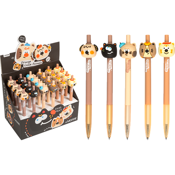 Ручка шариковая автомат. 0,7 мм deVENTE. Strange Animal СИНЯЯ с декор. элементом,чернила на масл основе