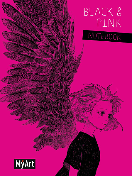 Блокнот 135*200 40 л. лин. MyArt. Black & Pink. Крылья