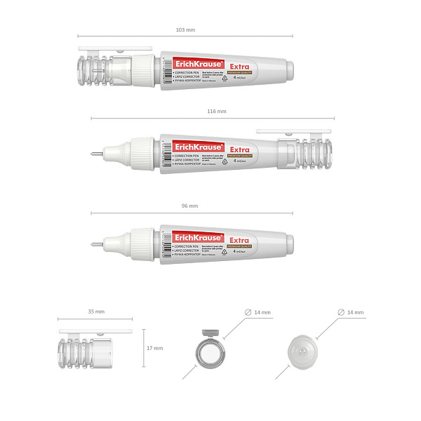 Корректирующая ручка 4 мл ErichKrause Extra, (в пластиковой коробке 