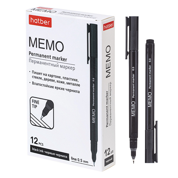 Маркер перм. 0,5 мм Hatber Memo  Черный 