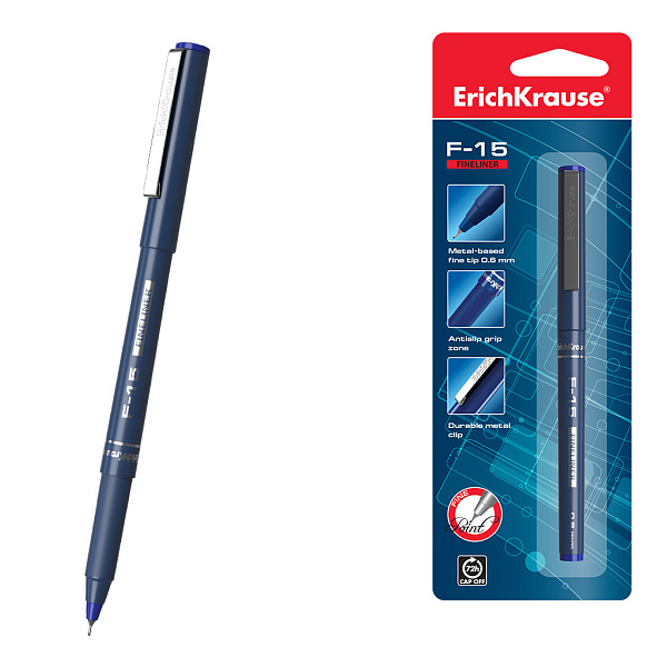 Ручка капиллярная ErichKrause® F-15 в блистере синяя