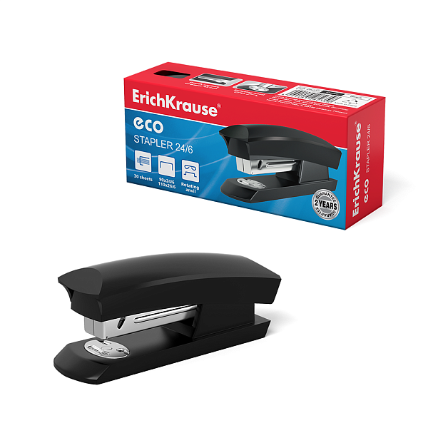 Степлер на 30 л. №24/6 ErichKrause ECO черный
