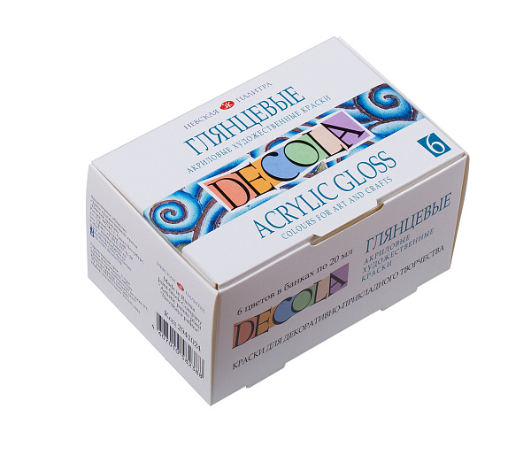 Акрил 6 цв. 20 мл. Декола глянц., банка