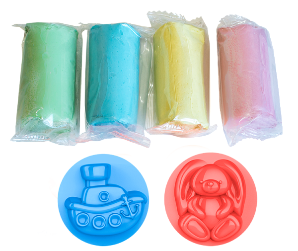 Глина для лепки 4 цв. Луч с формочками затверд.на воздухе