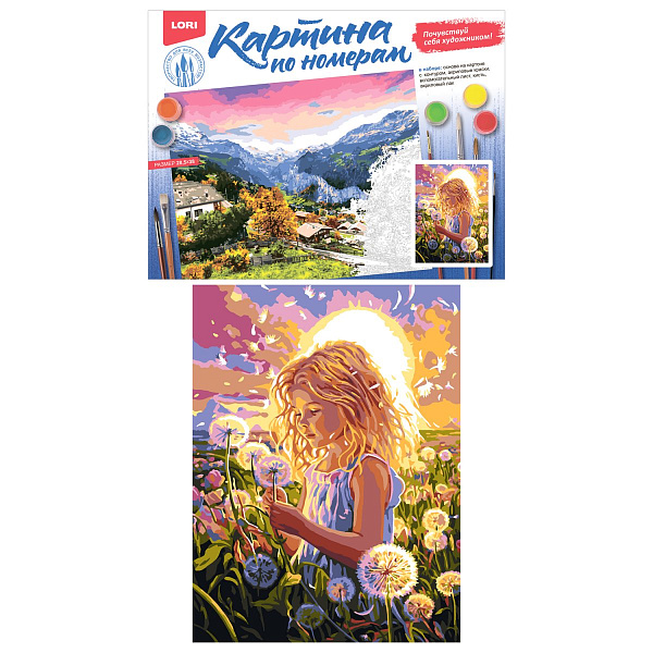 Картина по номерам на картоне 28,5*38 см "Одуванчики"