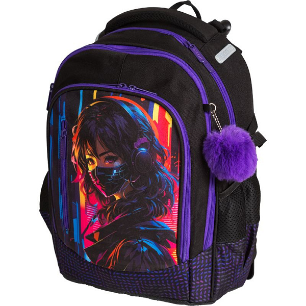 Рюкзак "deVENTE. Ergo. Future Girl" школьный 39x28x20 см (18 л) 600 г, 2 отделения на молнии, одно с уплотненным отделением для ноутбука до 15 дюймов и книг и карманом для учебников, второе с органайзером и карабином для ключей, передний карман на мо