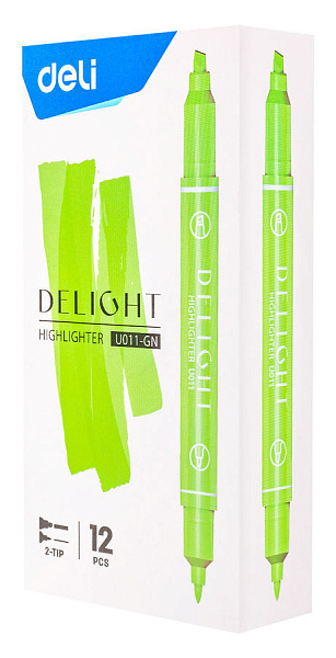 Маркер-текстовыделитель 1-4 мм Deli двойной пиш. наконечник зеленый