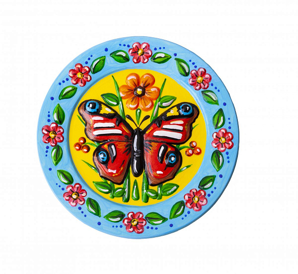 Роспись по тарелке "Бабочка" 3D