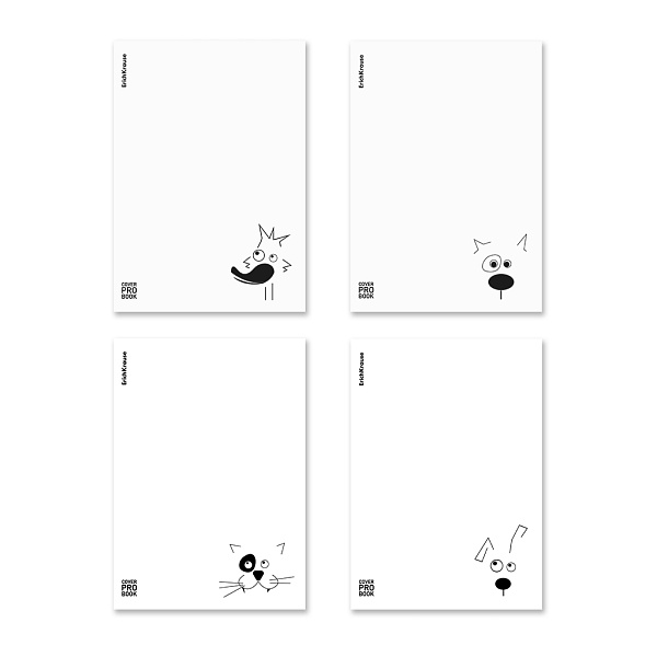 Тетрадь 60 л. с пластиковой обложкой на скобе ErichKrause Character, белый, B5, клетка_MIX-PACK