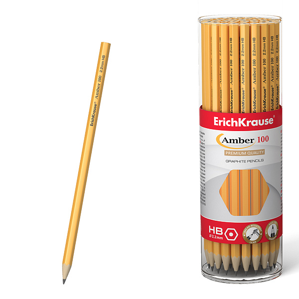 Карандаш ч/г HB ErichKrause Amber, шестигранный , HB (в тубусе )
