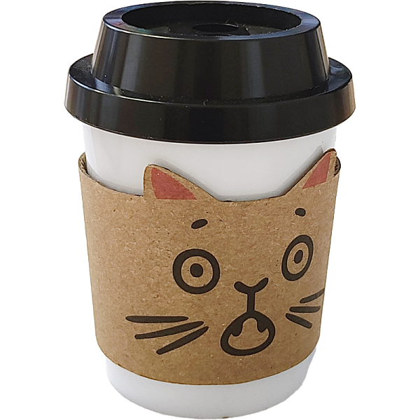 Точилка для карандашей "deVENTE. MooreCafe" 2 отверстия, пластмассовая с контейнером, каждая с индивидуальной маркировкой, с 4-мя разными кошачьими мордочками на капхолдере