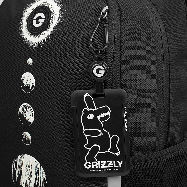 Рюкзак школьный с картхолдером на держателе (/1 черный - белый)