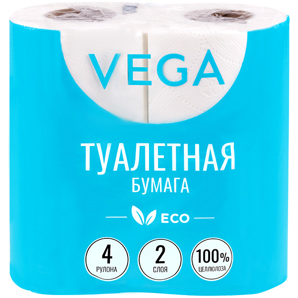 Бумага туалетная 2-сл., 4 шт., белая "Нежная"