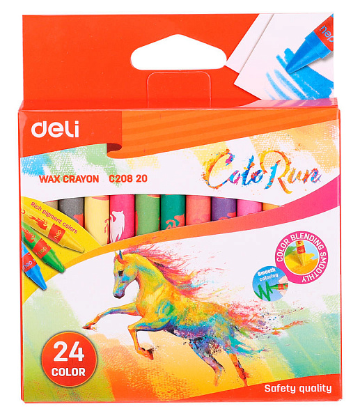 Мелки восковые 24 цв. Deli Colorun картон.кор./европод.