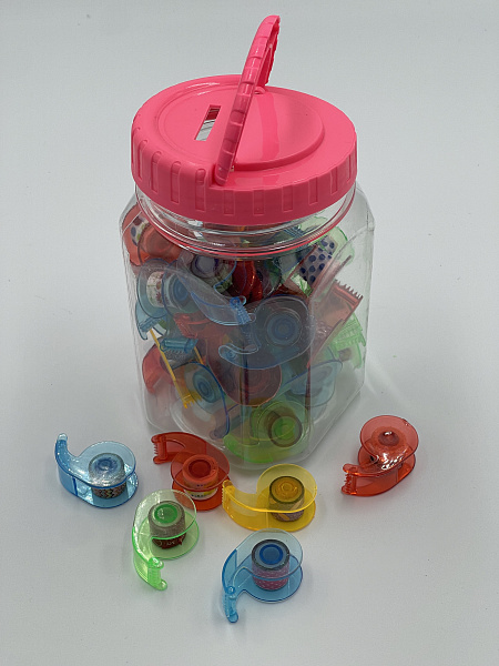 Набор цветной клейкой ленты 12мм*2,8м в диспенсере 45шт ассорти