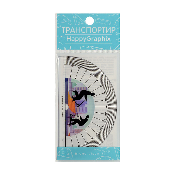Транспортир "HappyGraphix. Самокаты" ПЛАСТИКОВЫЙ 