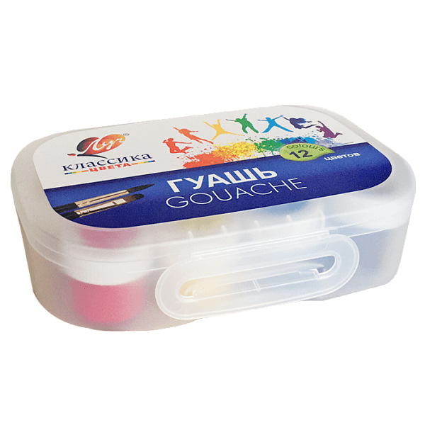 Гуашь 12 цветов по 20 мл. "Классика" в контейнере