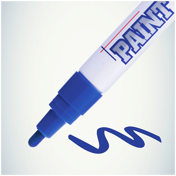 Маркер-краска (лаковый) 4.0 мм, MunHwa "Paint Marker", нитро-основа, пулевидный наконечник, круглый корпус, синий