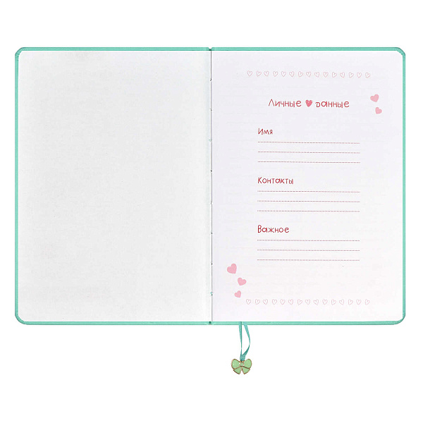 Записная книжка А6+ 96 л. "БАНТИК" (кожзам: 126x174 мм, тв. переплёт, материал обложки: искусственная кожа "Виннер", способ крепления блока: ниткошвейный, декор: тиснение фольгой,