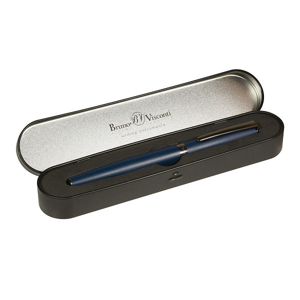 РУЧКА роллер "SORRENTO"  0,7 ММ, СИНЯЯ метал.футляр (корпус синий, футляр черный