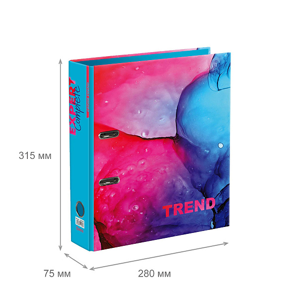 Папка-регистратор 75 мм ламинир. "Expert Complete" "Marbling" Trend A4 арочный механ. глянцевый бирюзовый EC751701