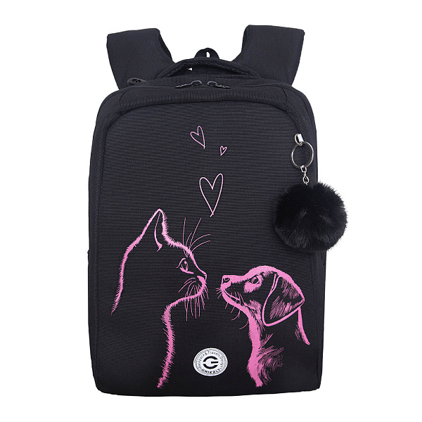 Рюкзак школьный с обесом (/1 черный - розовый)