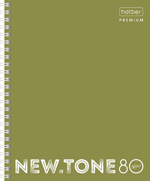 Тетрадь 80 л. кл. на гребне NEWtone PASTEL Олива 80г/кв.м перфорация глянц. ламин. "Premium" 