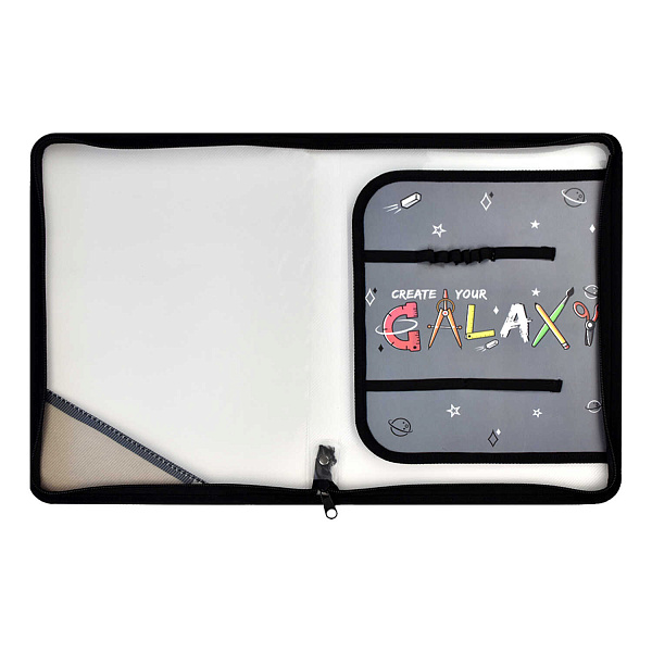 Папка для уроков труда пластиковая арт. / 12 ГЭЛЭКСИ (полипропилен, формат А4, 22.8x32.8 см, 1 отделение (-я), молния, внутренний разделитель с эластичными держателями для канцелярских принадлежн