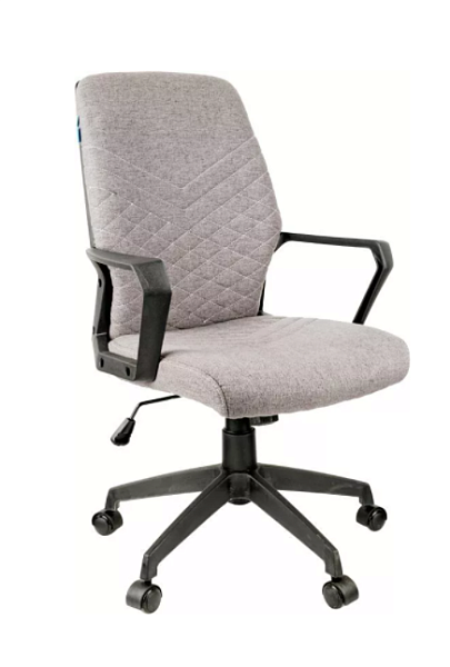 Кресло для персонала Helmi HL-М05 "Ambition", ткань серая, пластик черный, механизм качания 