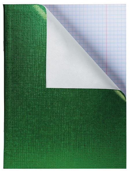 Тетрадь 48 листов в клетку Обл. Бумвинил  МЕТАЛЛИК серия  Зеленая 60-65г/кв.м на скобе 