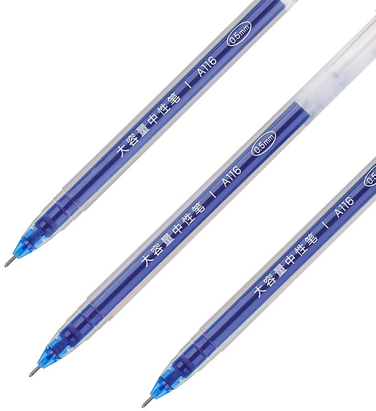 Ручка гелевая 0,5 мм Deli, СИНЯЯ, A116-BL корп.прозрачный