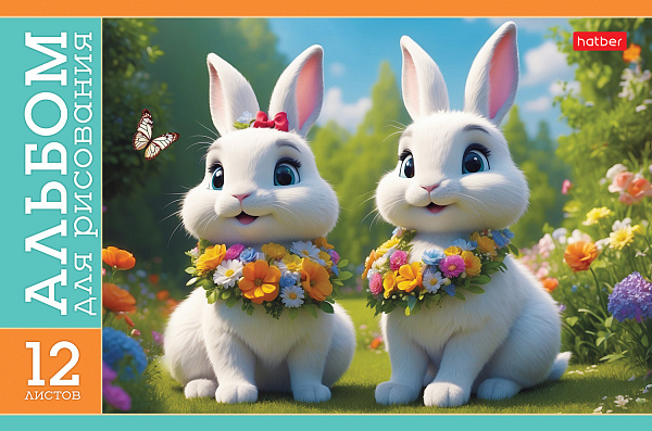 Альбом д/рис. А5 12 л. "Пушистые милашки" на скобе 5 диз.в блоке 