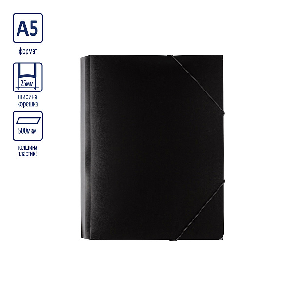 Папка на резинке А5 "Expert Complete" Classic 500 мкм 25 мм песок черный EC23444511