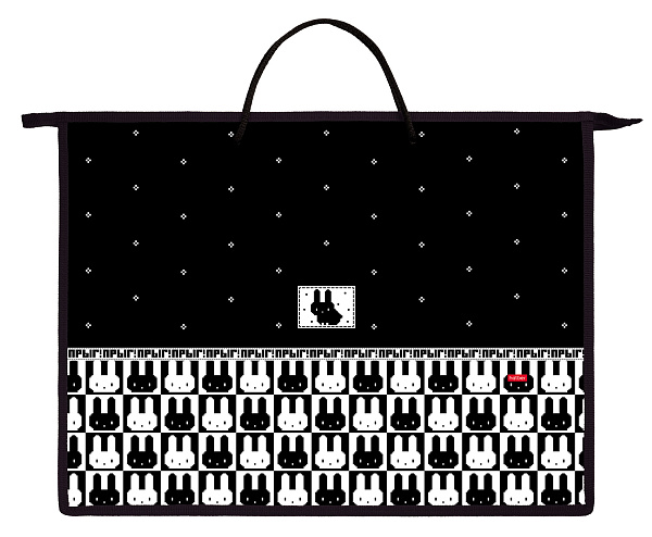 Папка для тетрадей А3 Hatber 1 отд. с РУЧКАМИ 345х460х50мм на молнии "Кролик Пиксель" пластиковая,  в индив.упак.