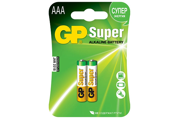 Э/п LR03 GP Super 2 шт., цена за блистер