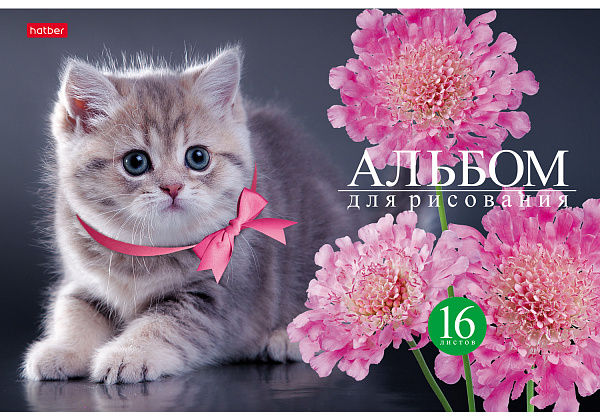 Альбом для рисования 16 листов "На мягких лапках"