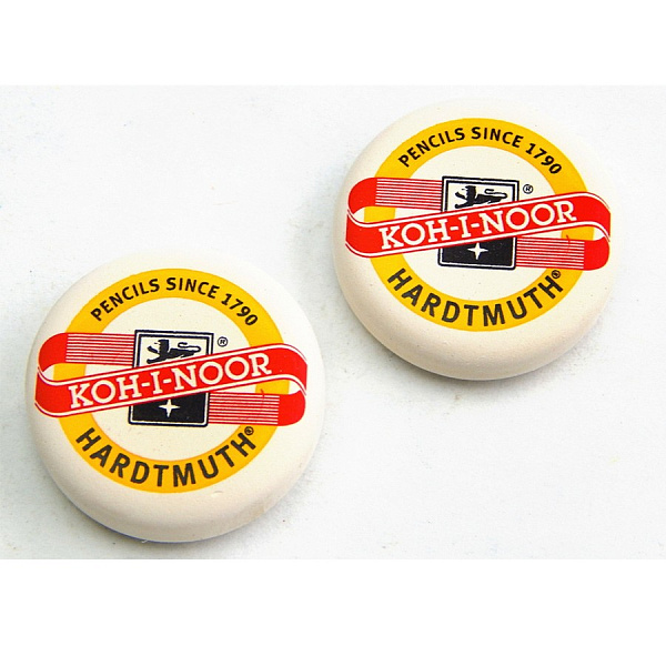 Ластик Koh-I-Noor "6240", круглый, диаметр 41 мм, мягкий, для карандашей 3В-3Н