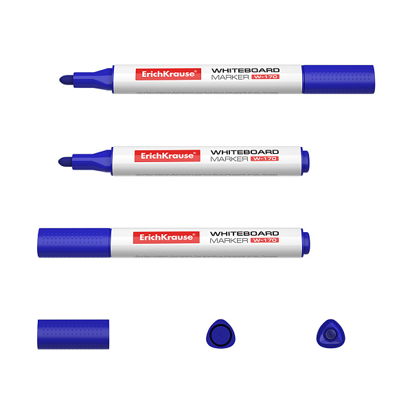 Маркер для доски ErichKrause® W-170, цвет чернил синий (в коробке )