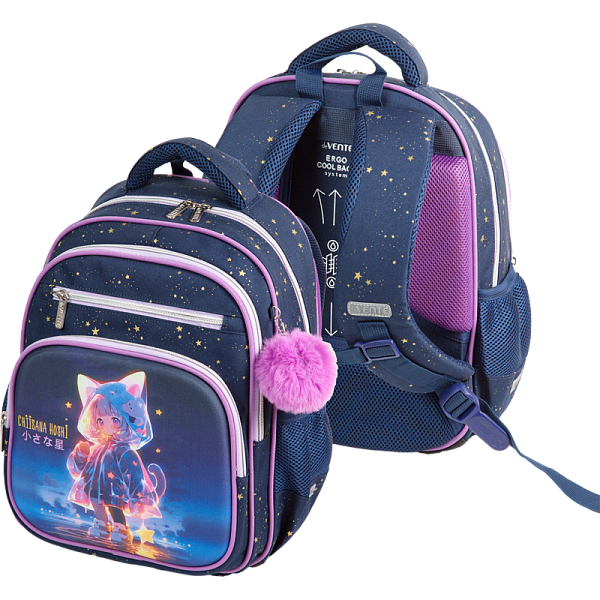 Рюкзак "deVENTE. Grade. Chiisana Hoshi" школьный жесткий 37x28x16 см (16 л) вес 700 г, 1 отд. на молнии с разделителями для учебников, 1 отделение с органайзером, 2 передних кармана, 2 боковых кармана сеткой на резинке, эргономичная формоустойчивая в