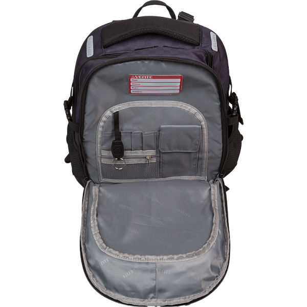 Рюкзак "deVENTE. Ergo. Super Spy" школьный 39x28x20 см (18 л) 600 г, 2 отделения на молнии, одно с уплотненным отделением для ноутбука до 15 дюймов и книг и карманом для учебников, второе с органайзером и карабином для ключей, передний карман на молн