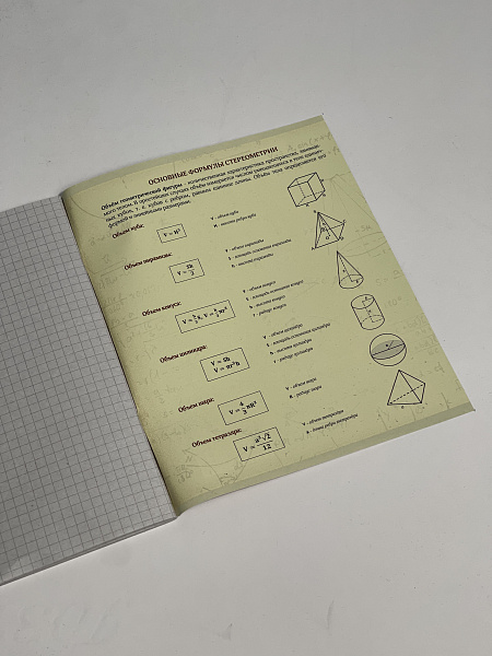 Тетрадь предметная 36 листов "Картинки" Геометрия, со справочным материалом, обложка мелованная бумага, блок №2 (серые листы)