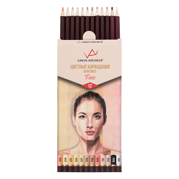 Карандаши Скинтонс 12 цв. "VISTA-ARTISTA" Fine  заточенные