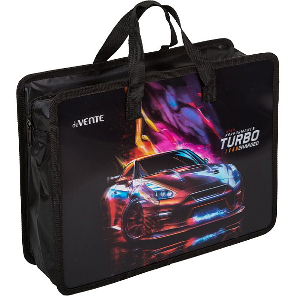 Папка для тетрадей, ИЗО и технологии 3D "deVENTE. Turbo" A4 с ручками, с расширением 10 см, 500 мкм, на молнии сверху, в пластиковом пакете
